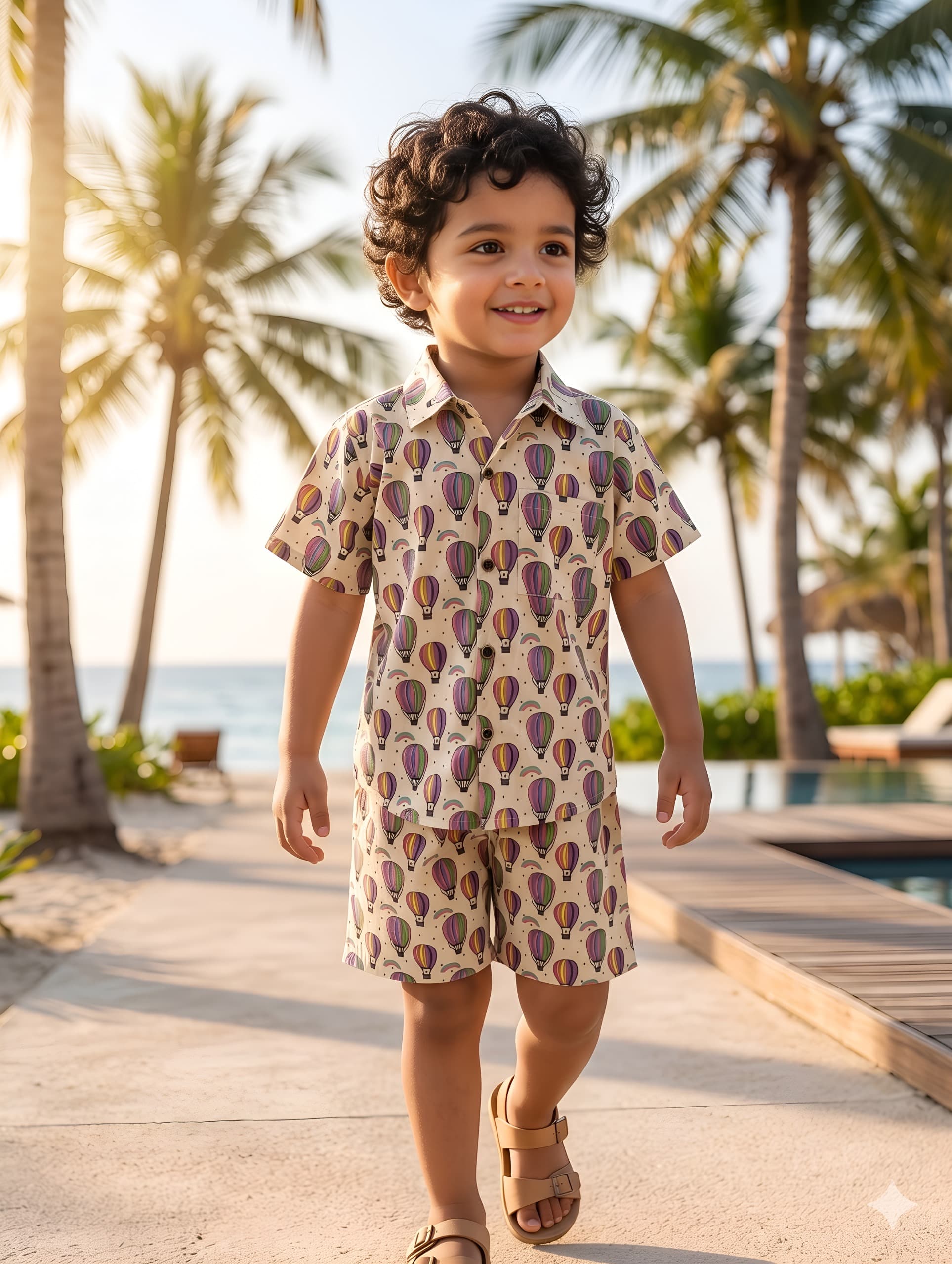 Boys Premium Cotton Hot Air Balloon Print Co-ord Set