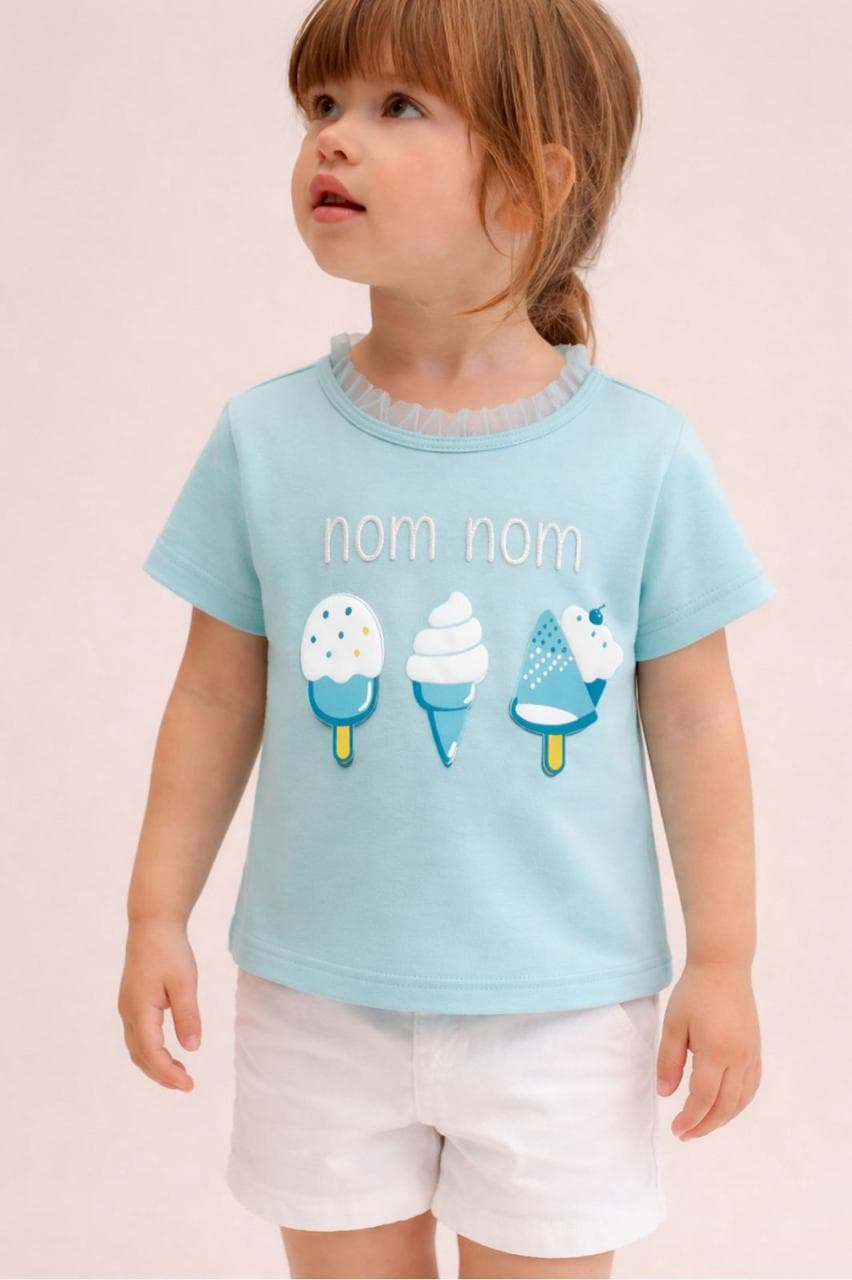 Girls Nom Nom Ice Cream Cotton T-Shirt