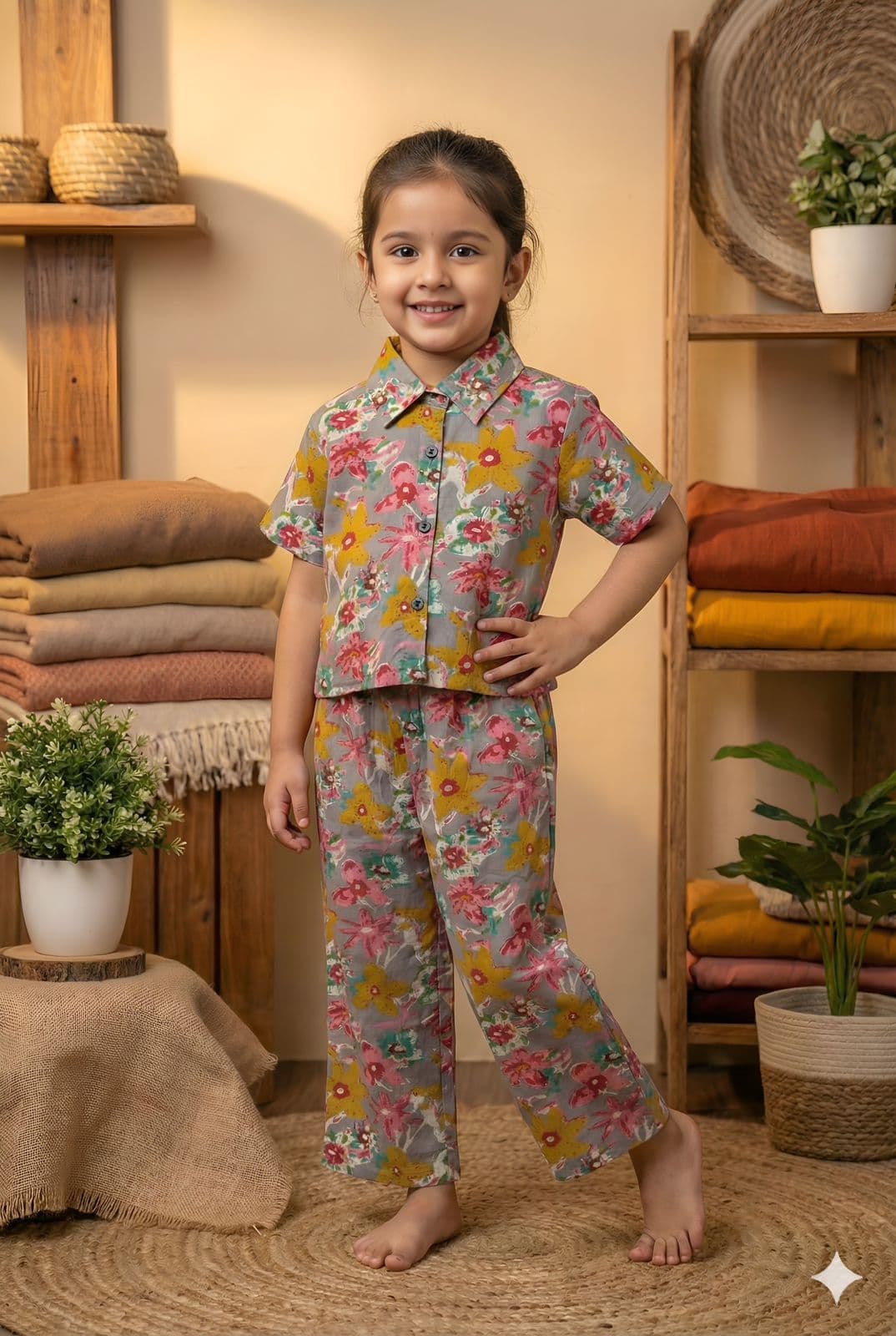 Girls Premium Cotton Floral Co-ord Set
