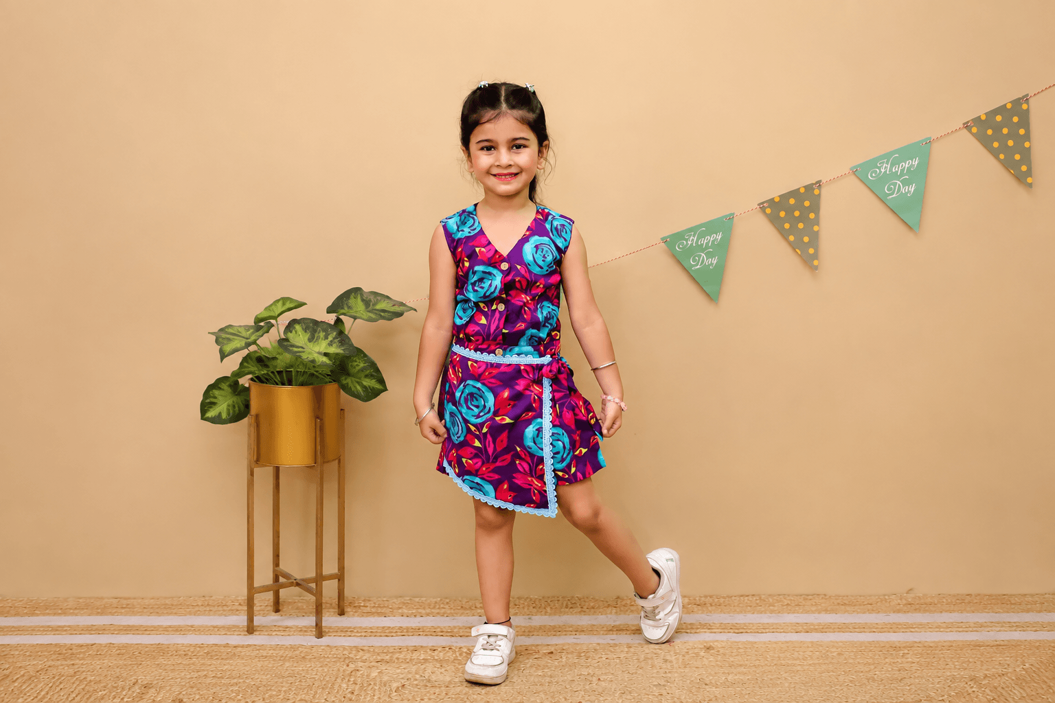 Girls Premium Cotton Floral Wrap Co-ordset