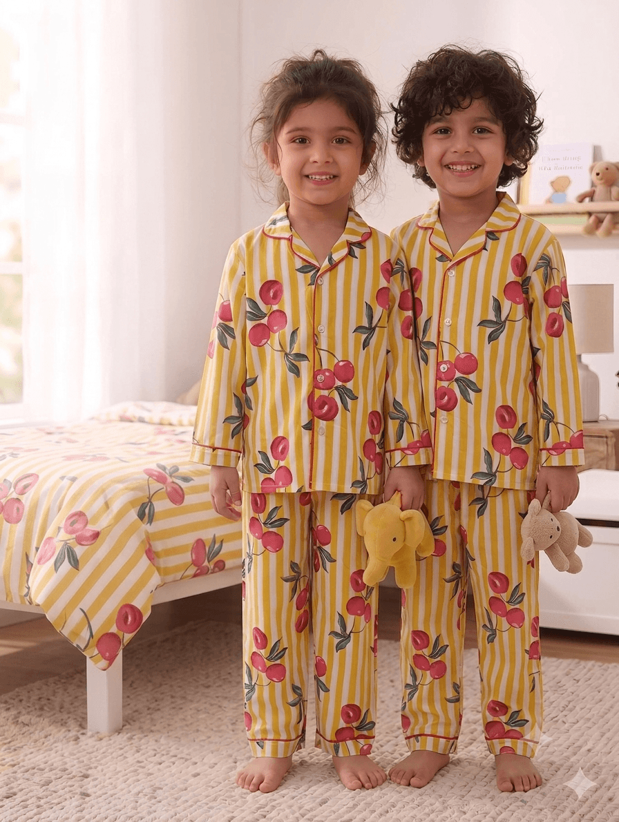 Cherry Bliss Premium Cotton- Yellow